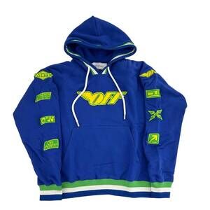 NEW OFF-WHITE men's lv racing skate hoodie in blue